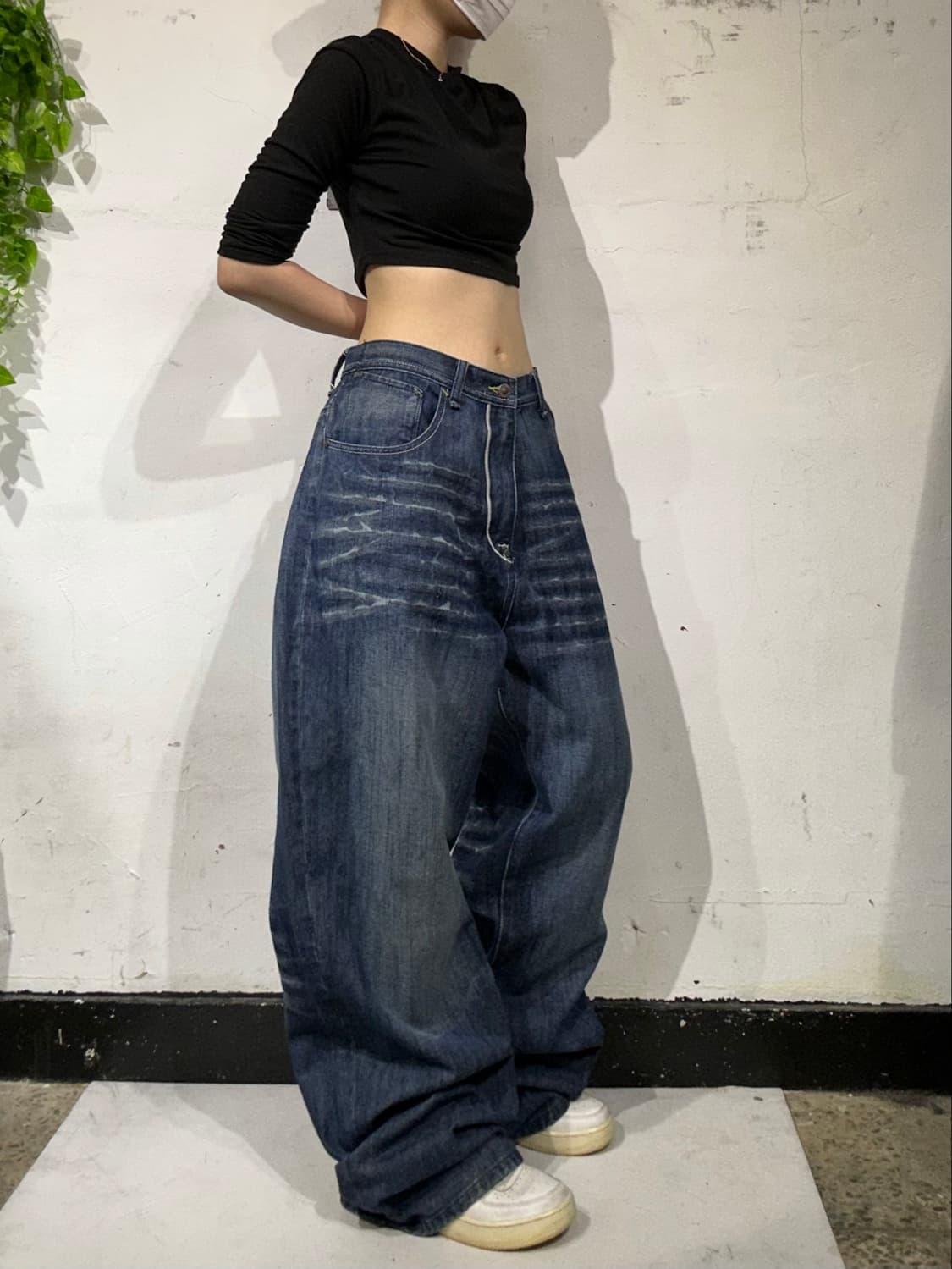 아카데믹 진청 와이드 워싱 힙합 팬츠 데님 청바지 36 상품이미지1
