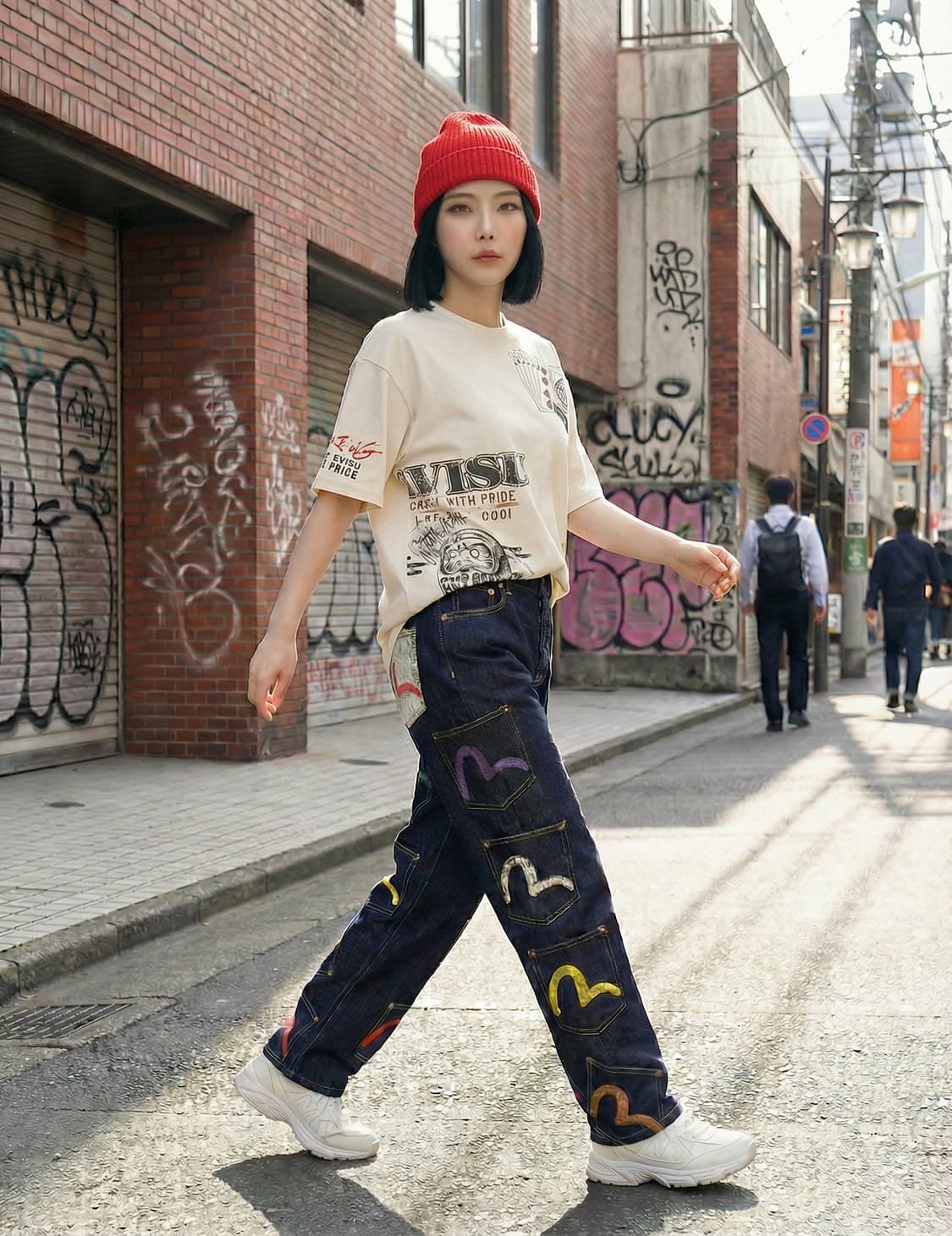 🧵 EVISU 멀티 포켓 페인팅 데님 팬츠 상품이미지6