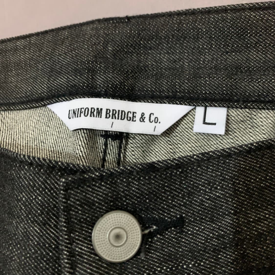 새상품 L 32인치 유니폼브릿지 셀비지 블랙 데님 청바지 상품이미지7