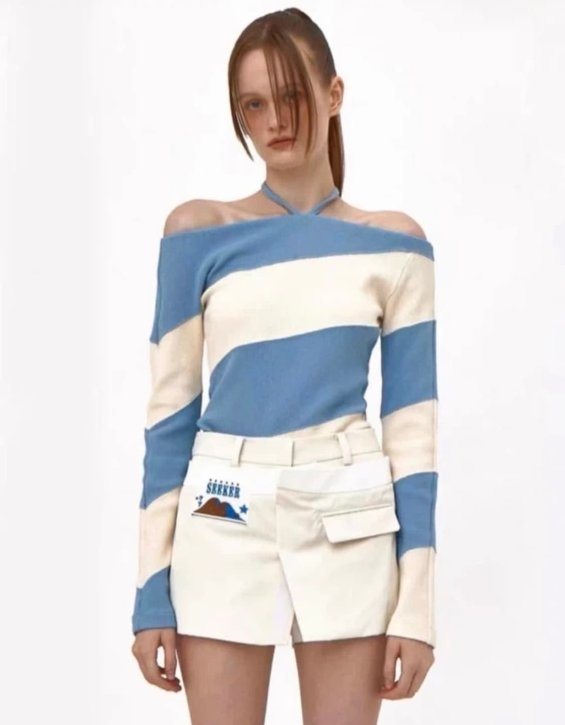 Kijun 키준 스트라이프 오프숄더 탑 상품이미지2