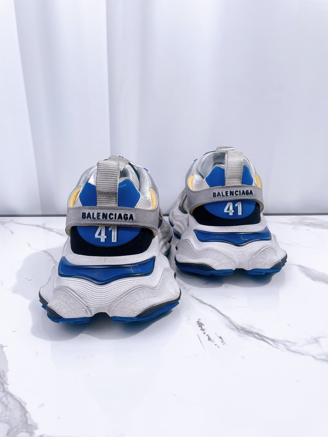 (정품/새상품) 발렌시아가 카고 스니커즈 화이트 블루 상품이미지7