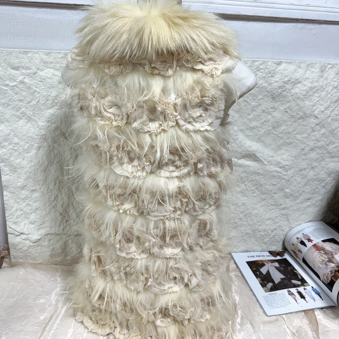 빈티지 여우털칼라 라쿤&장미꽃망사 조끼베스트 상품이미지4