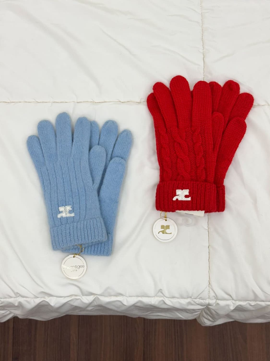 [새상품] courreges / 꾸레쥬 스카이블루 울 장갑  상품이미지8