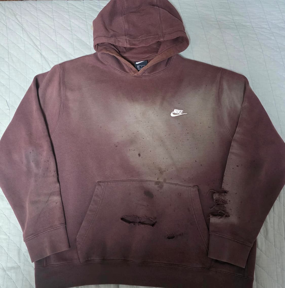 [XL] 빈티지 Y2K 나이키 브라운 데미지 후드티 트래쉬드 상품이미지1