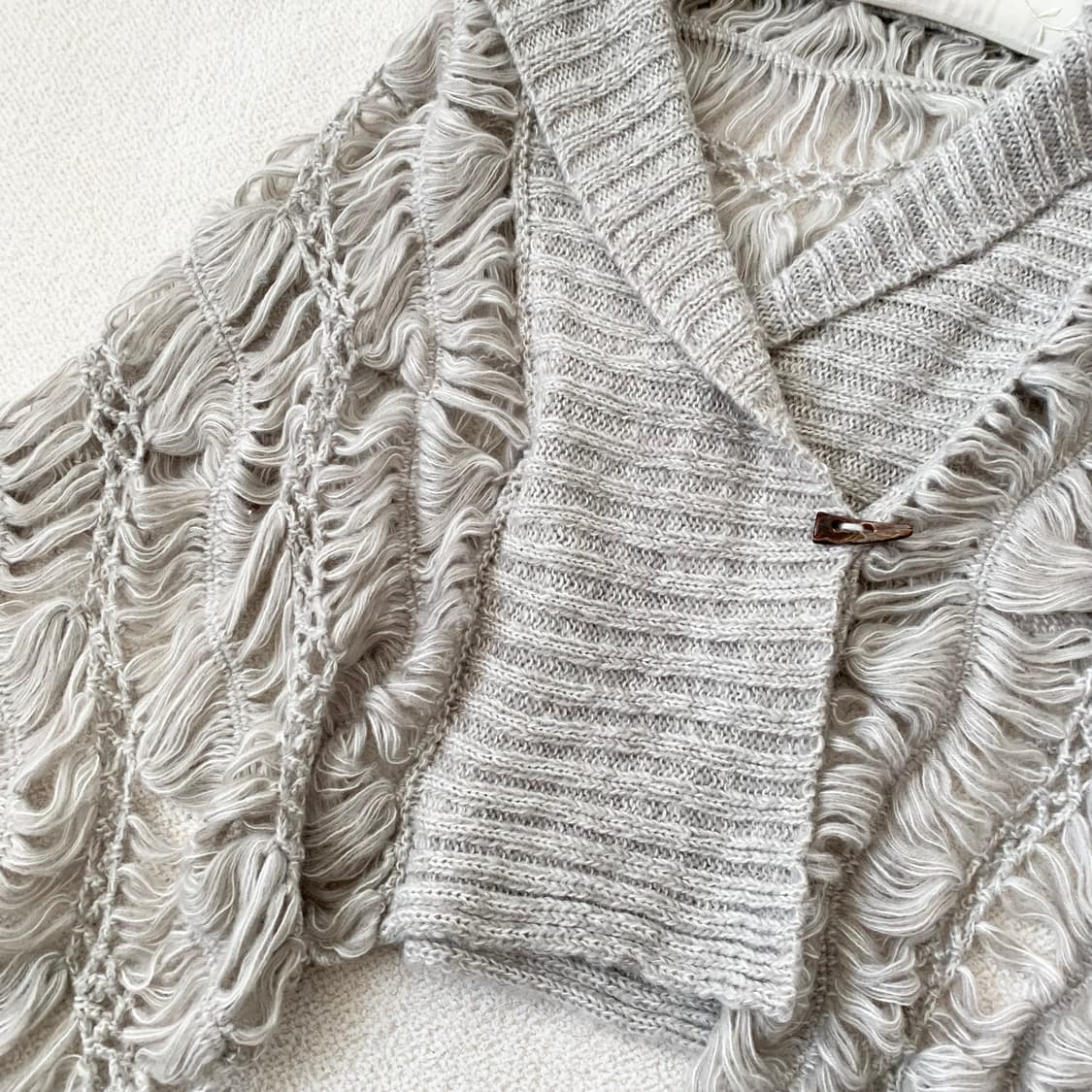 연그레이 그물 숄 가디건 상품이미지4