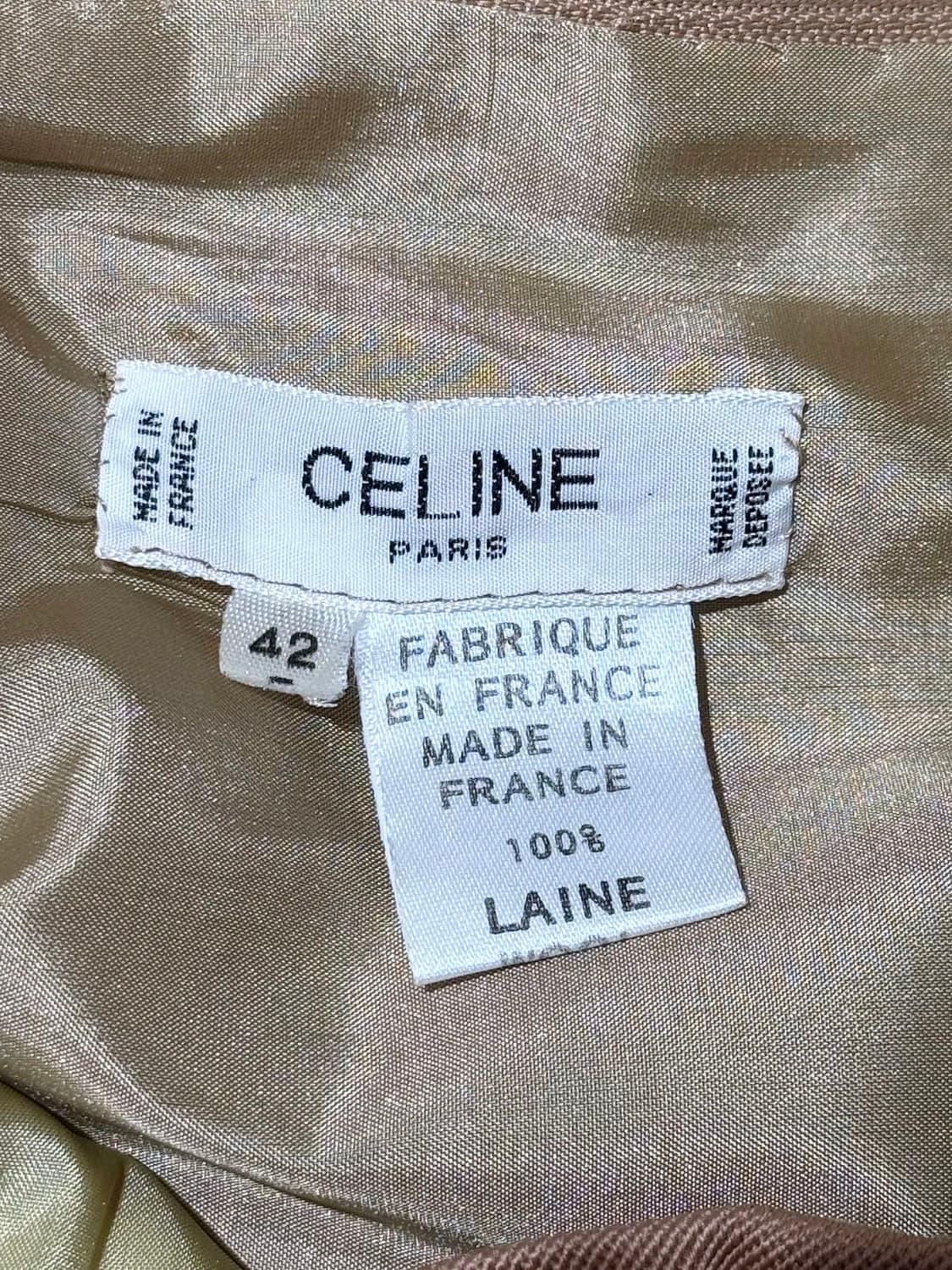 셀린느 90s 베이지 레인울 금장 버튼 미디스커트 상품이미지7