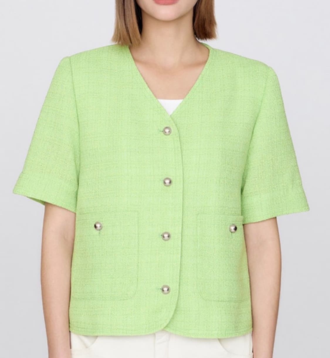 LIST 리스트 트위드 반팔 자켓 그린 상품이미지8