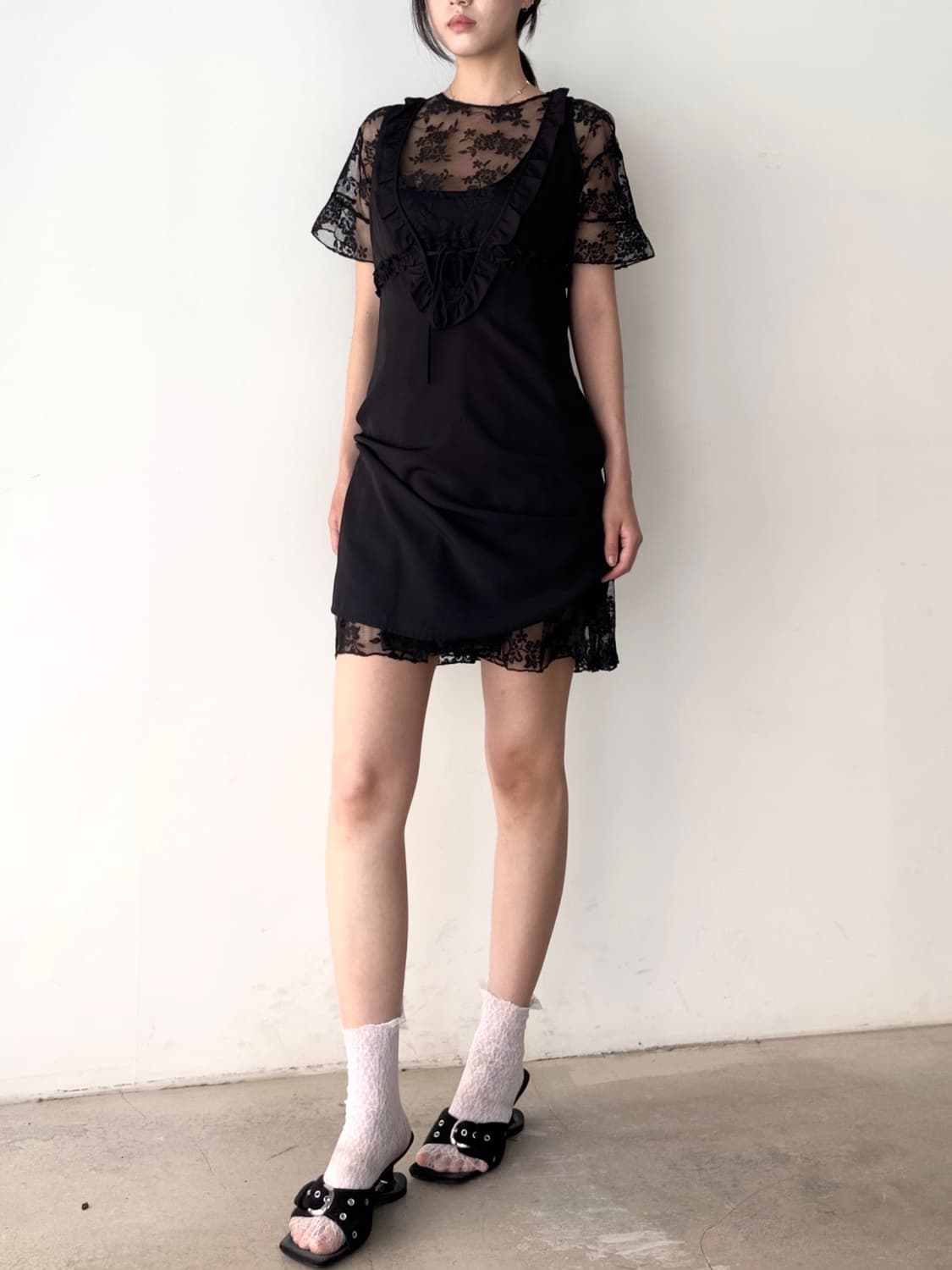 See-through embroidery layer top 상품이미지4