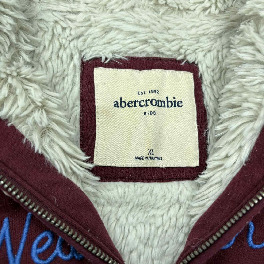 아베크롬비 y2k 버건디 여리핏 울프죠 양털 대장급 후드집업 희귀져지 상품이미지4