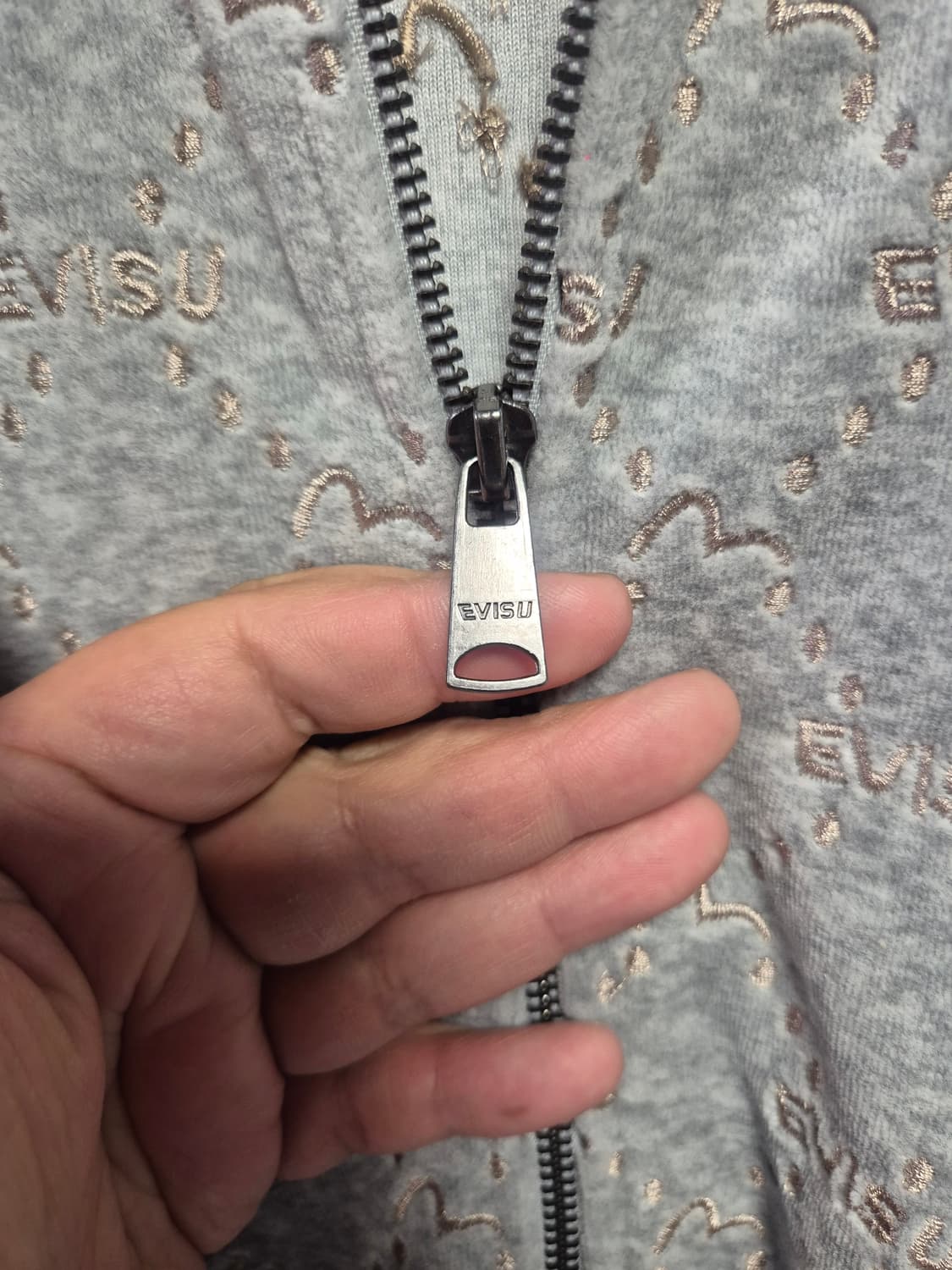 EVISU 에비수 올오버 패턴 후리스 집업 105 XL사이즈(상태A급) 상품이미지5