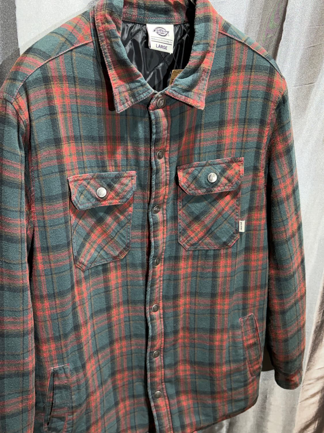 L 디키즈 투포켓 체크패턴 누빔 셔츠 자켓 상품이미지5