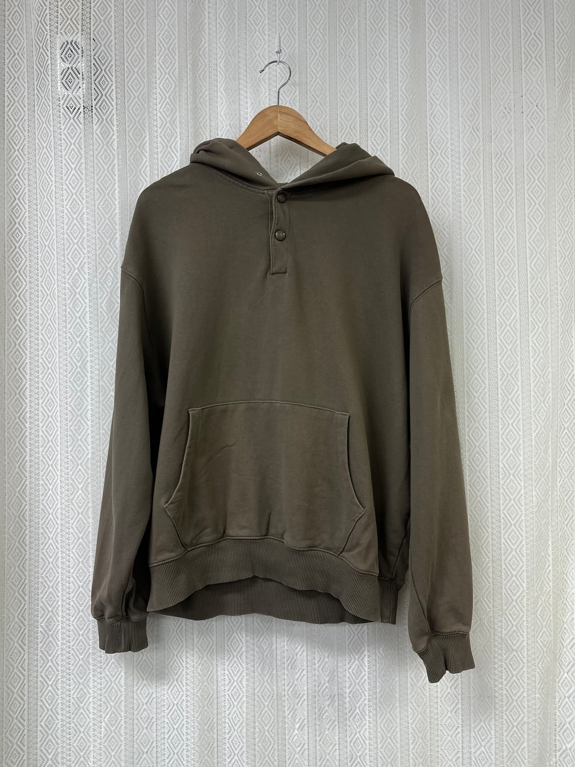 (1)포터리 22FW 하프버튼 후드 브라운 상품이미지1