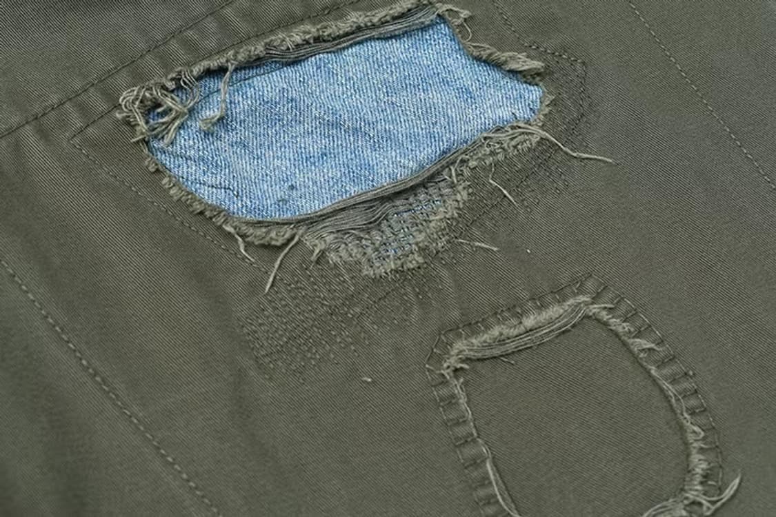 ️️️♦️ COZY / 러기드 코튼 패치워크 빈티지 치노 와이드 팬츠 상품이미지8