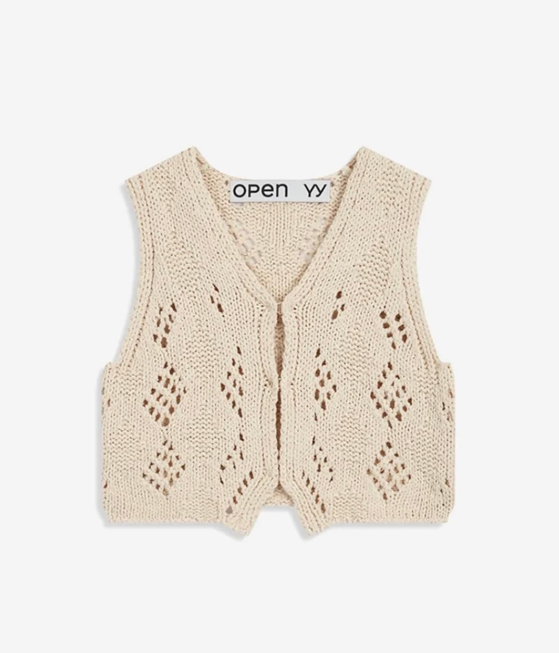 오픈와이와이 ARGYLE POINTELLE KNIT VEST beige 상품이미지1