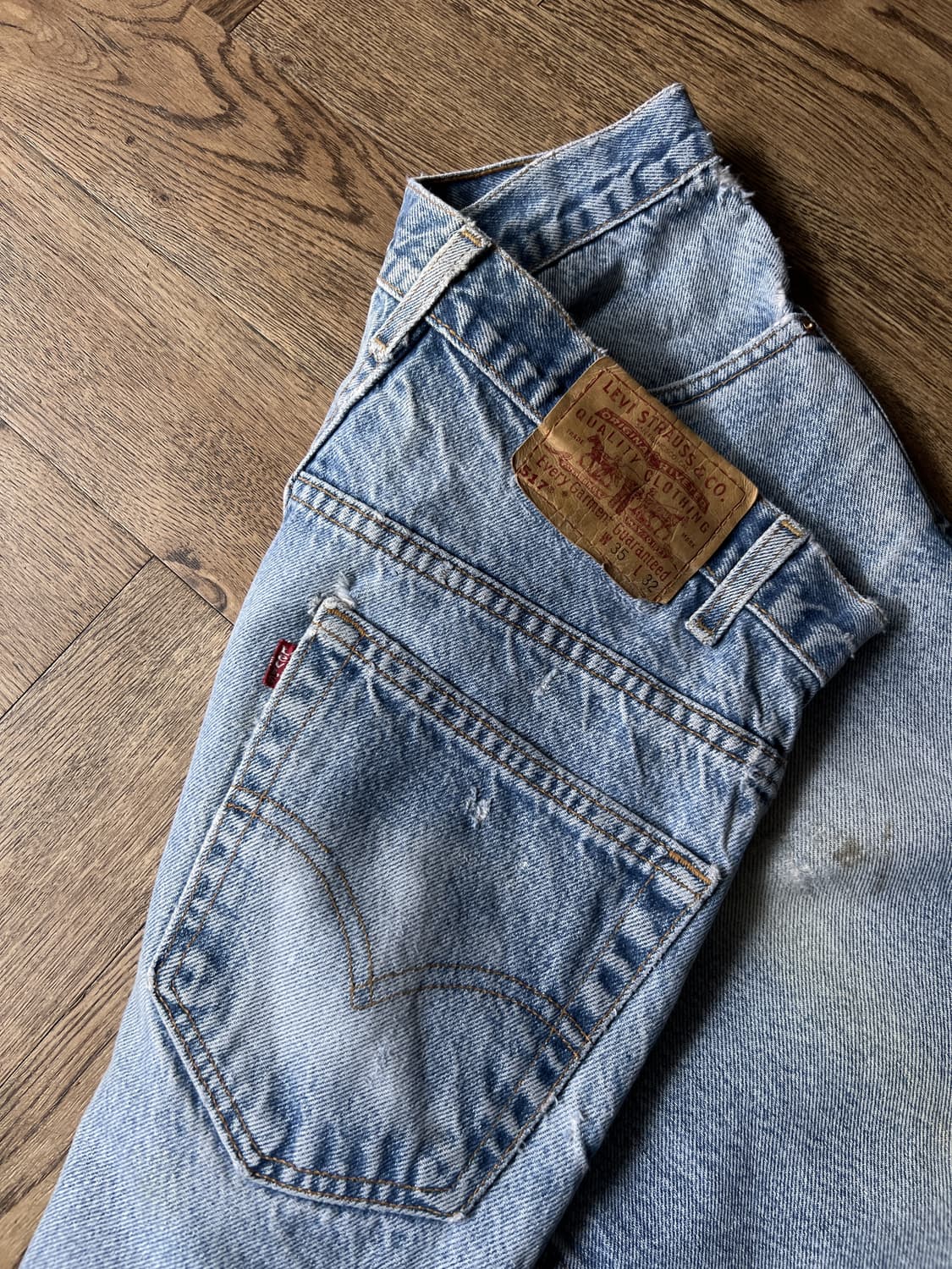 [35]90s 리바이스 517 Made in USA 빈티지 워싱 플레어진 상품이미지7