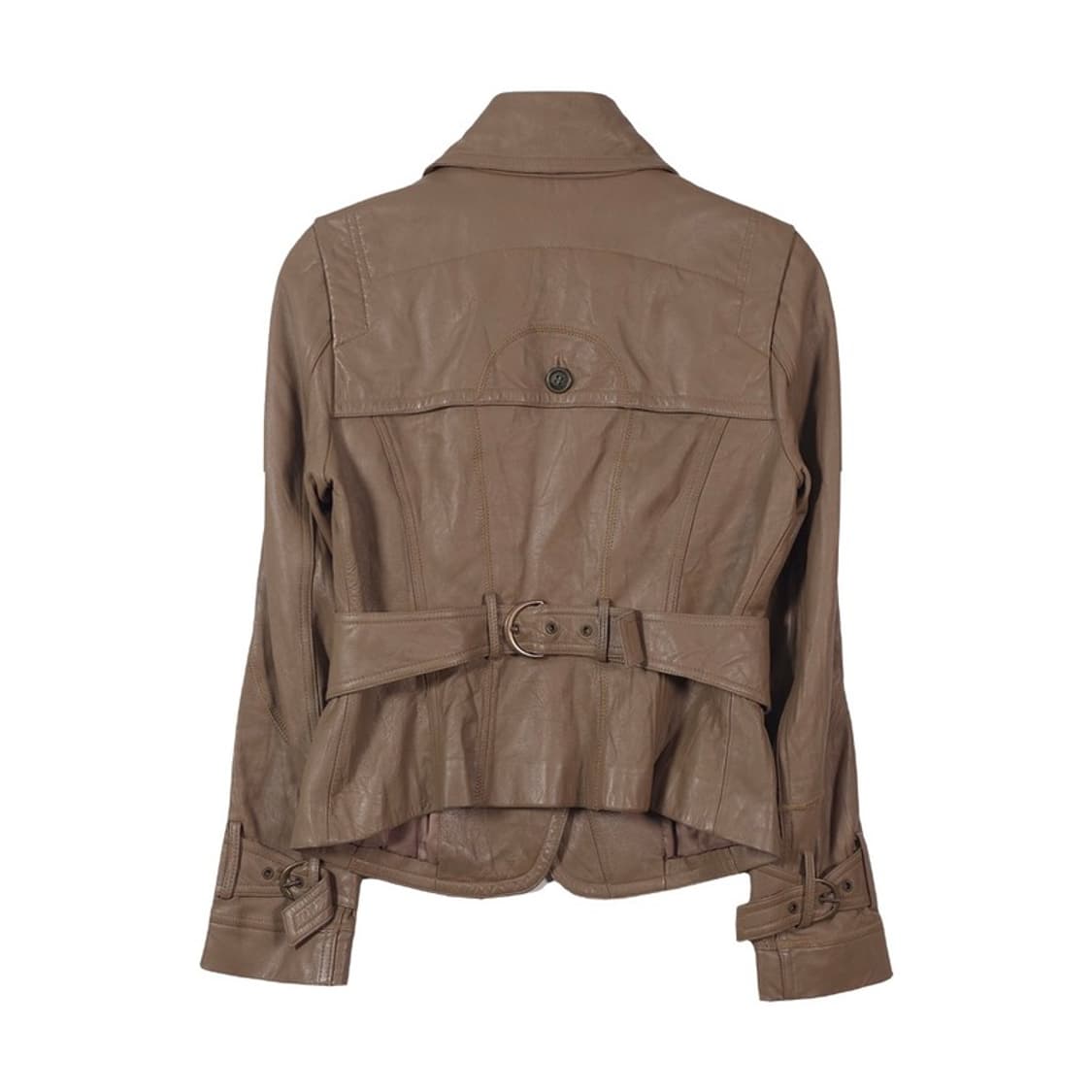 빈티지 베이지 램스킨 사선 지퍼 레더 자켓 66 상품이미지2