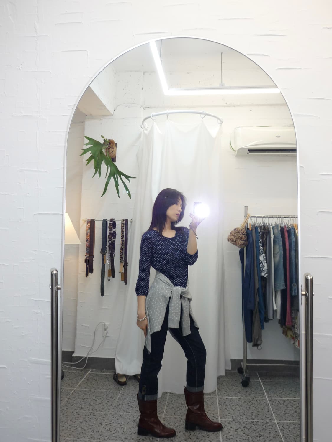 Dot pattern navy t-shirts 상품이미지1
