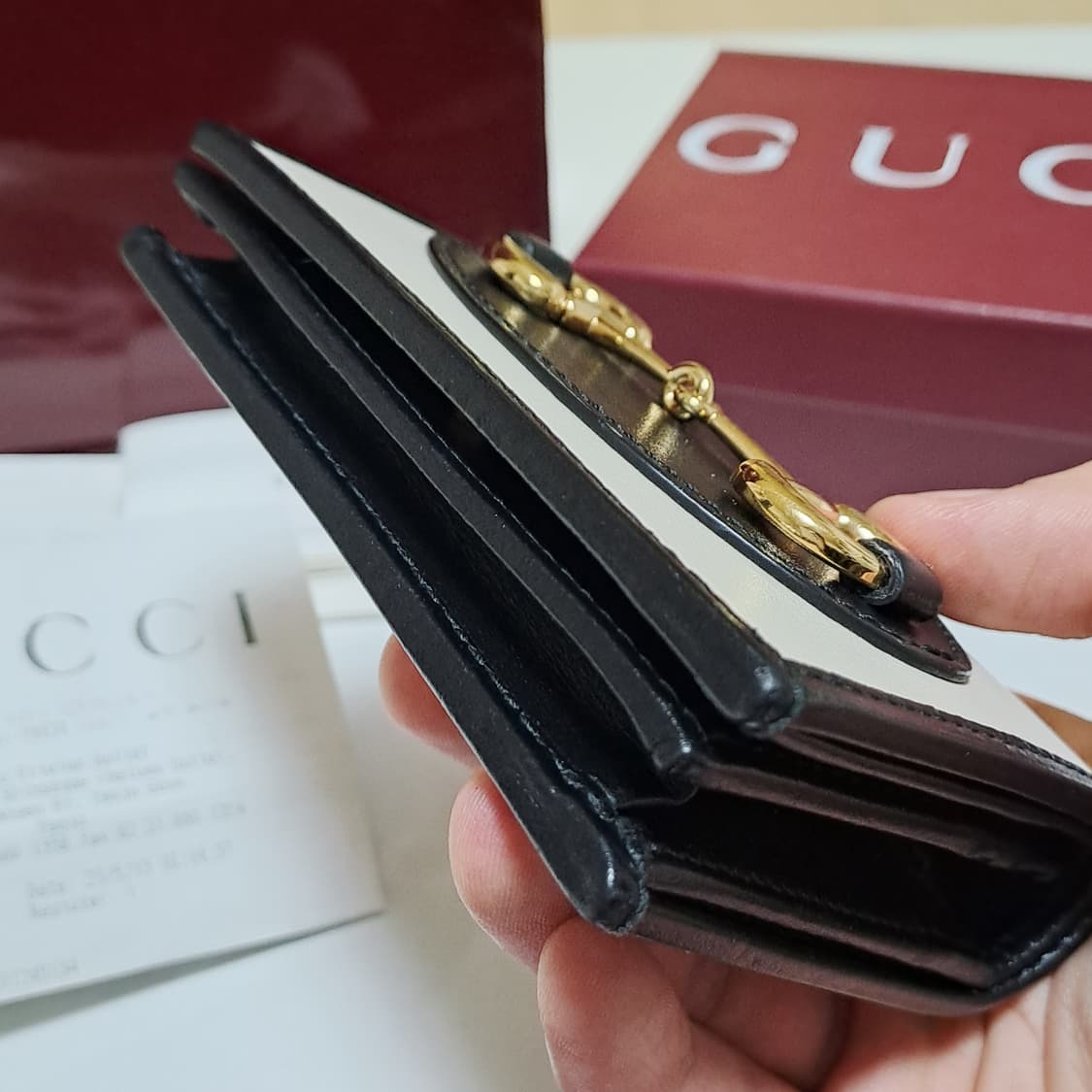 [정품/영수증풀세트] 구찌 홀스빗 지갑 (희소한 블랙 화이트 조합) 상품이미지8