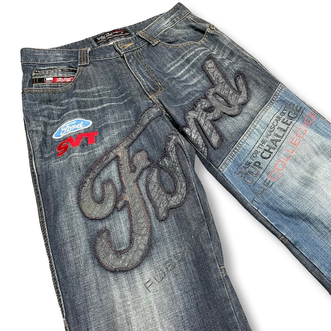 [30] 푸부 포드 빅로고 레이싱 새깅 올드스쿨 힙합 워싱 데님팬츠 상품이미지2