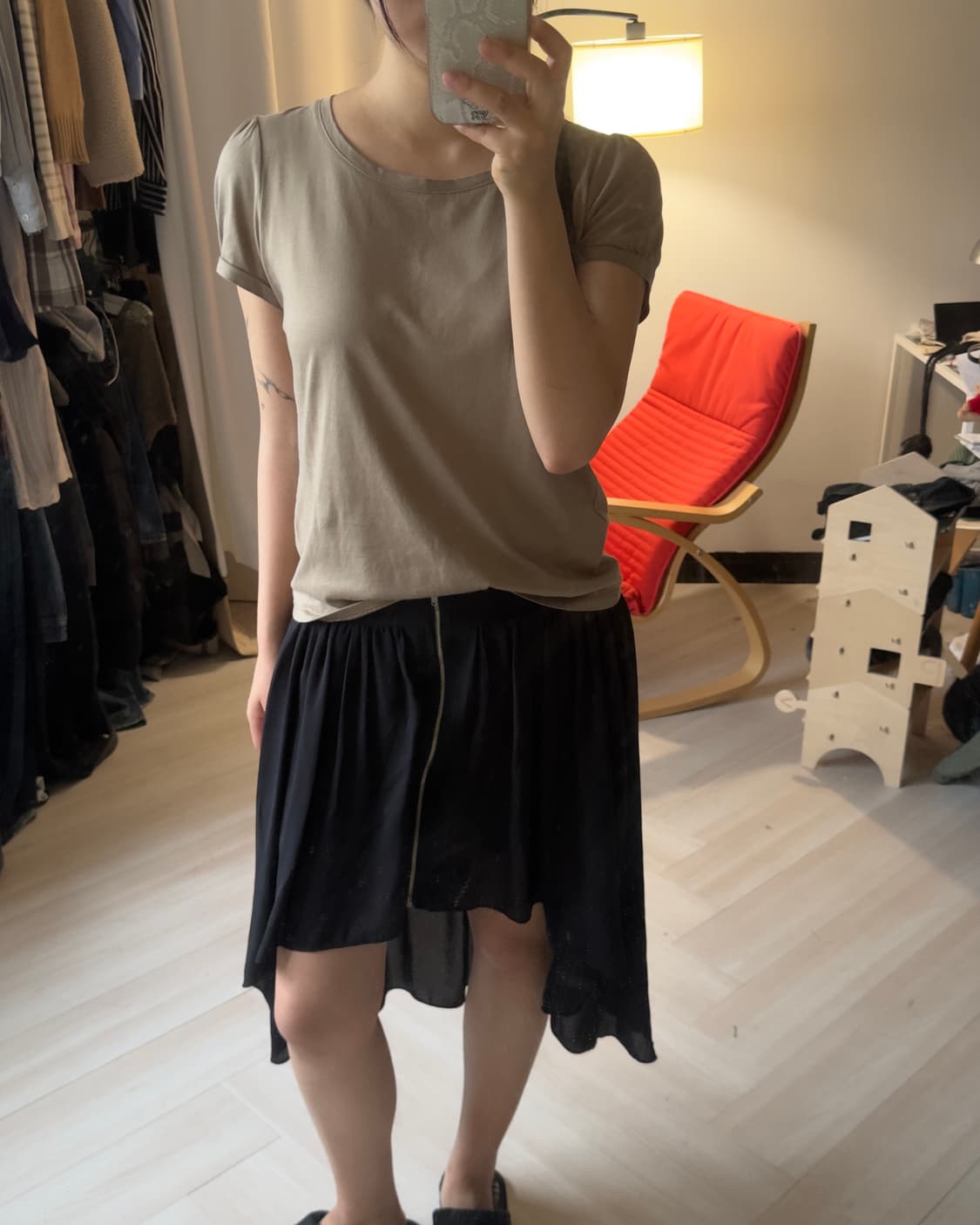 Drape zip unbalance skirt 상품이미지7