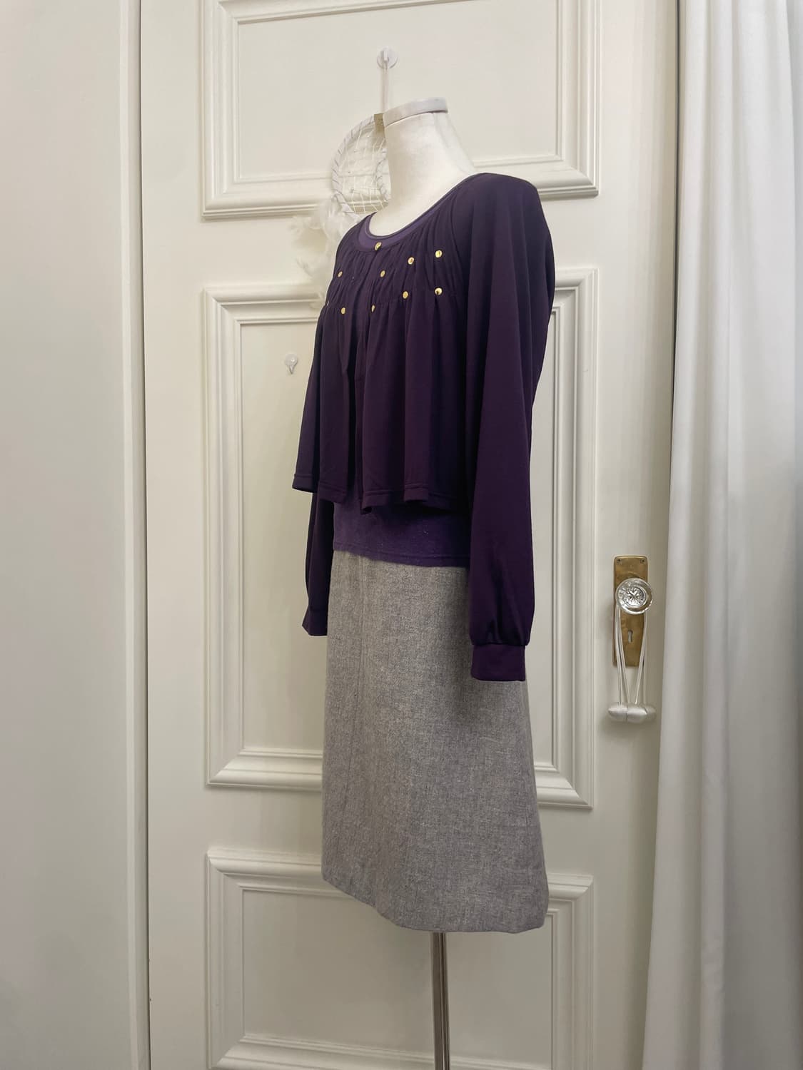 purple gold point shirring cardigan&glit 상품이미지3