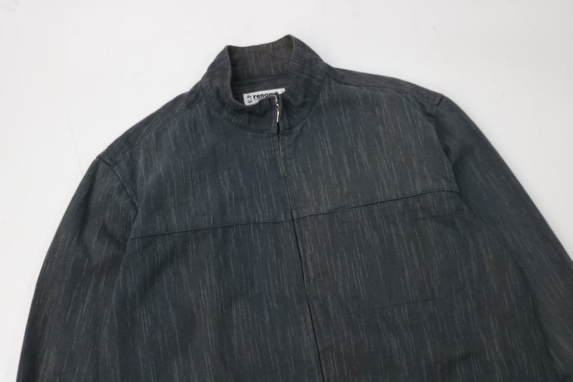 레노마 빈티지 차콜 스트라이프 하프 집업 셔츠 상품이미지3