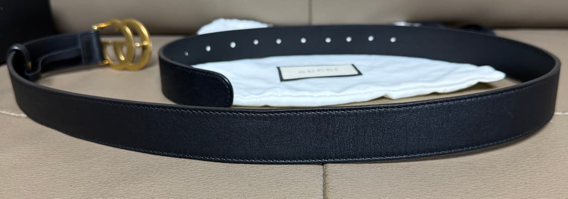 [100/40] 구찌 GG 마몽 레더 벨트 금장 상품이미지4