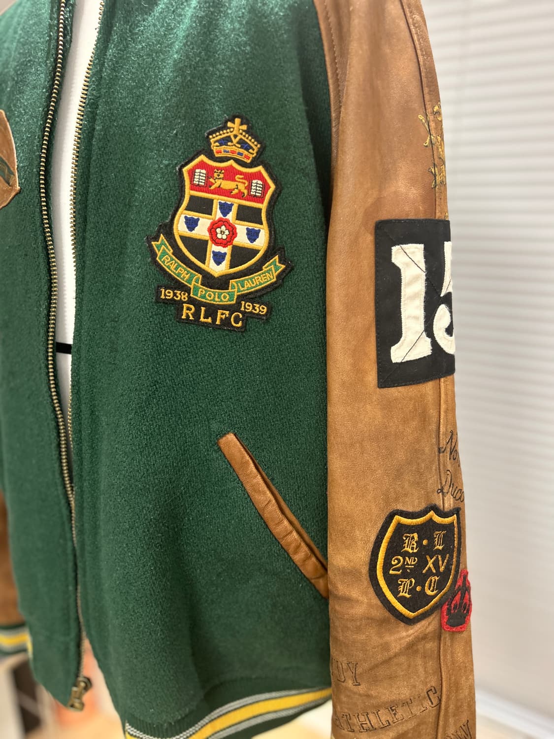 폴로 랄프로렌 올드보이 크루 울 레더믹스  바시티 자켓 XL 상품이미지3