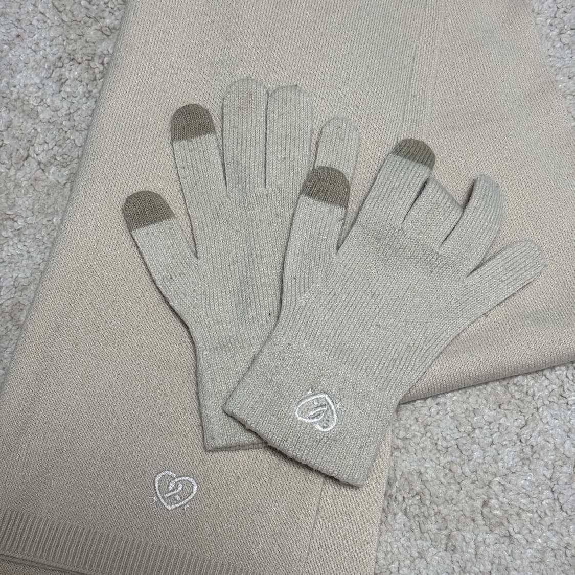 클리프 니트 목도리 장갑 세트 오트밀 컬러 상품이미지4