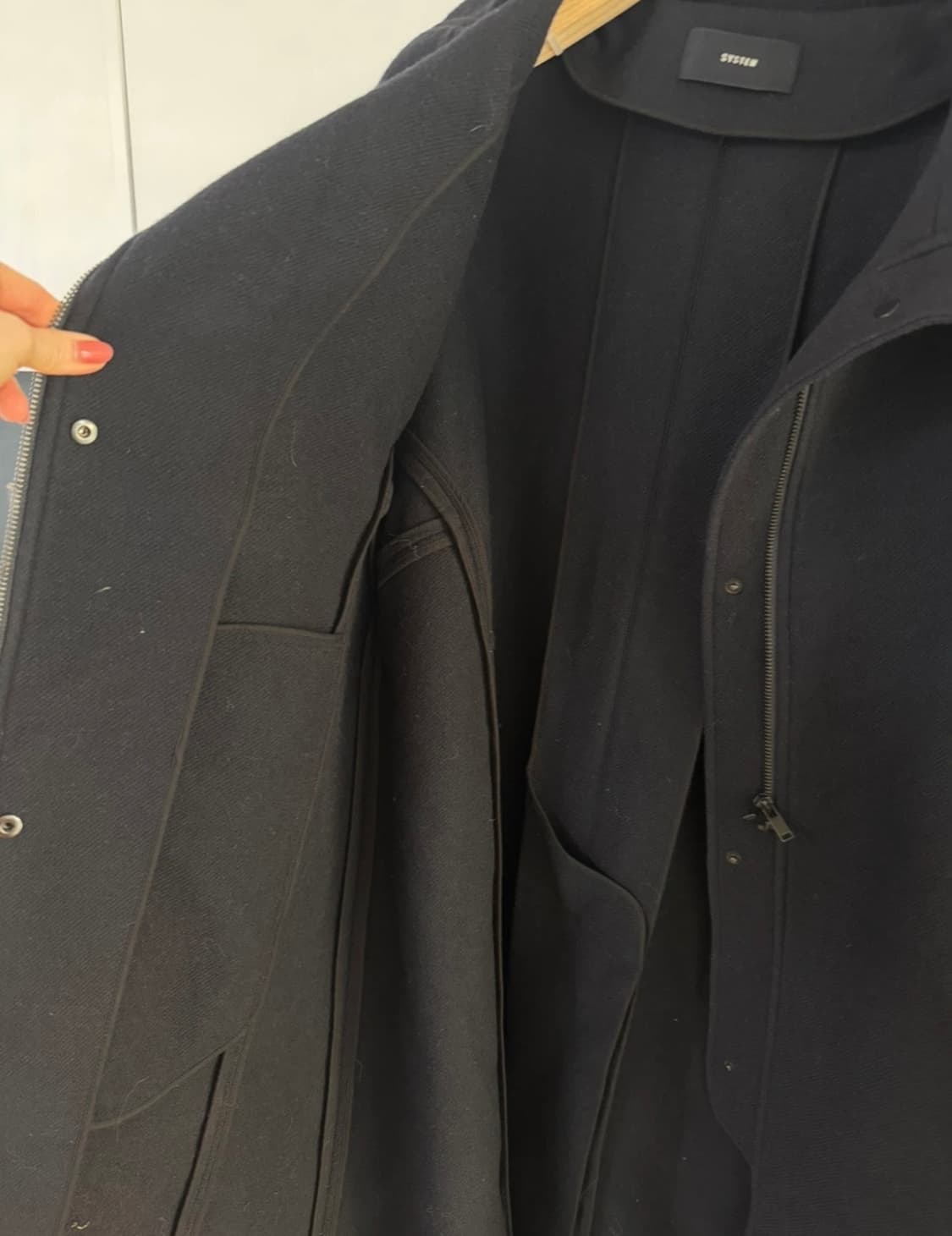 시스템 딥네이비 울 혼방 후드코트 상품이미지3