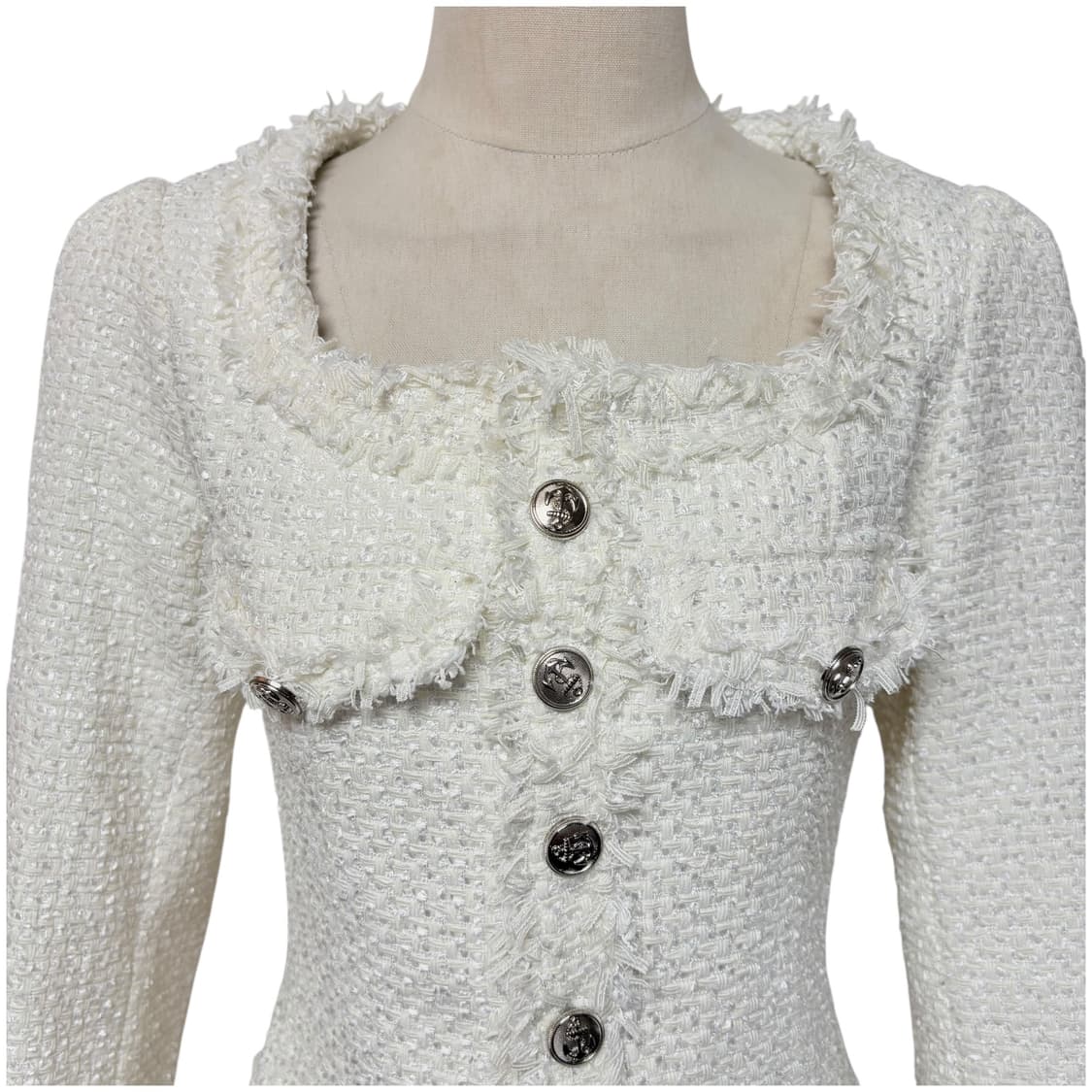 3665 아이보리 스퀘어넥 트위드자켓 상품이미지2