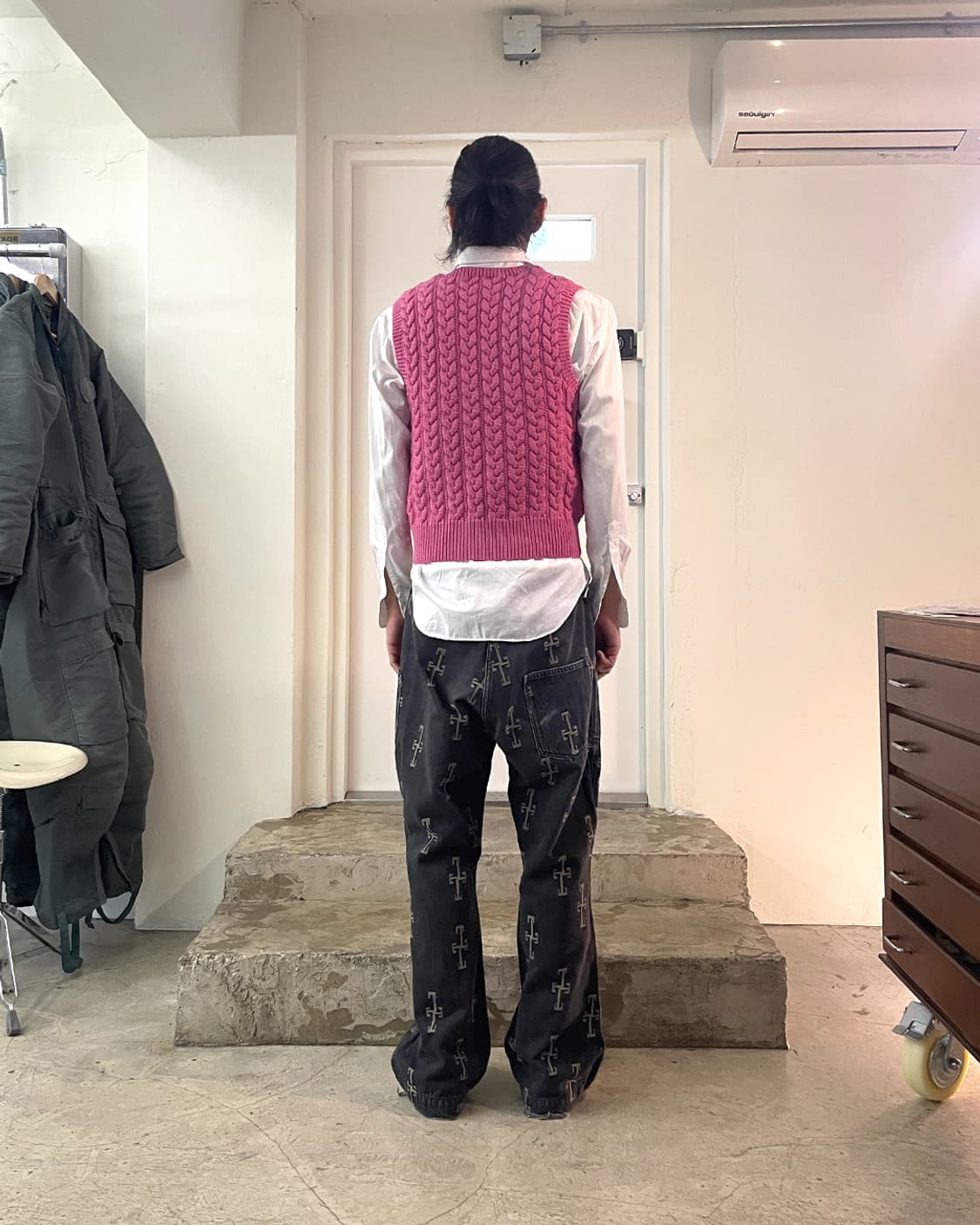 하버색 V넥 케이블 니트 베스트 / OS 상품이미지6