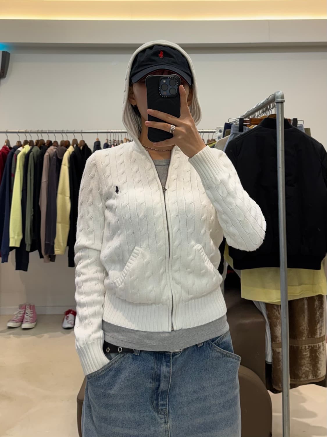 폴로 랄프로렌 우먼 케이블 니트 후드집업 상품이미지5