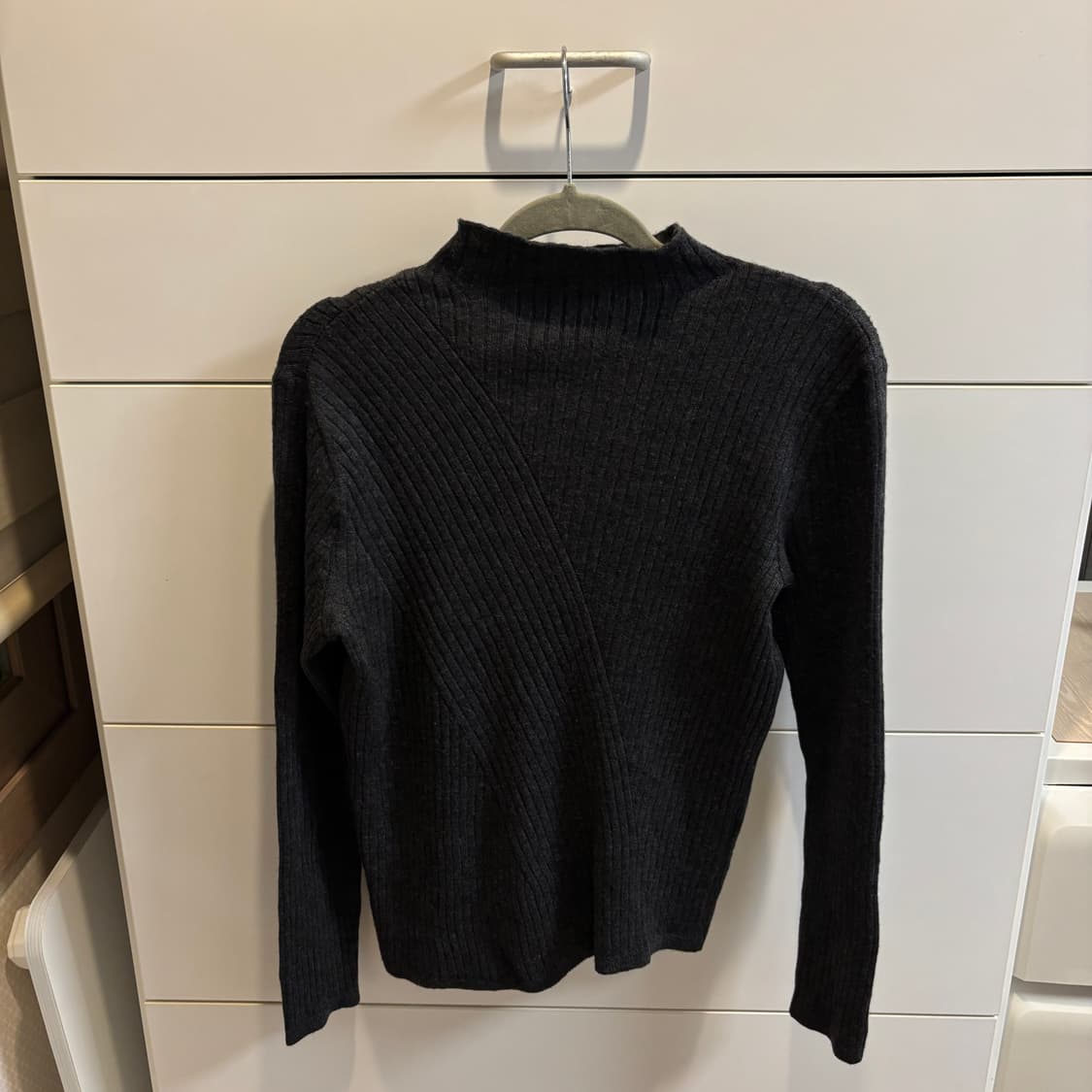 울100% 반목 골지 그레이 언발 니트 상품이미지6