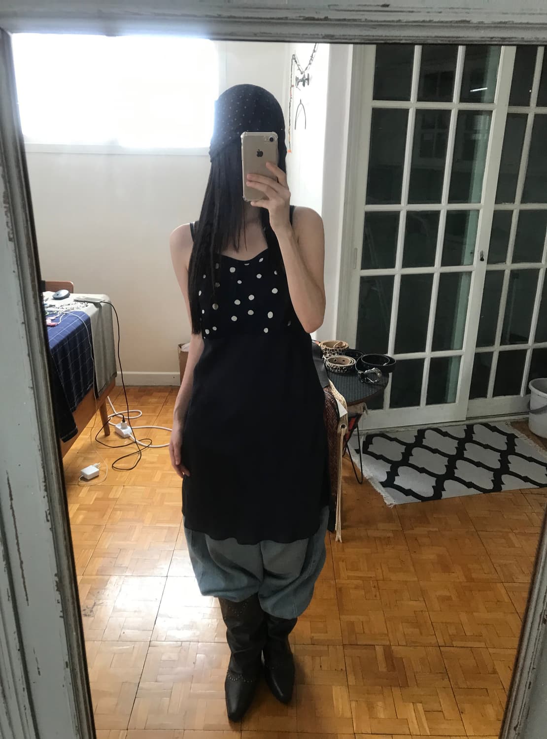 vintage dot pattern slip one-piece  상품이미지1