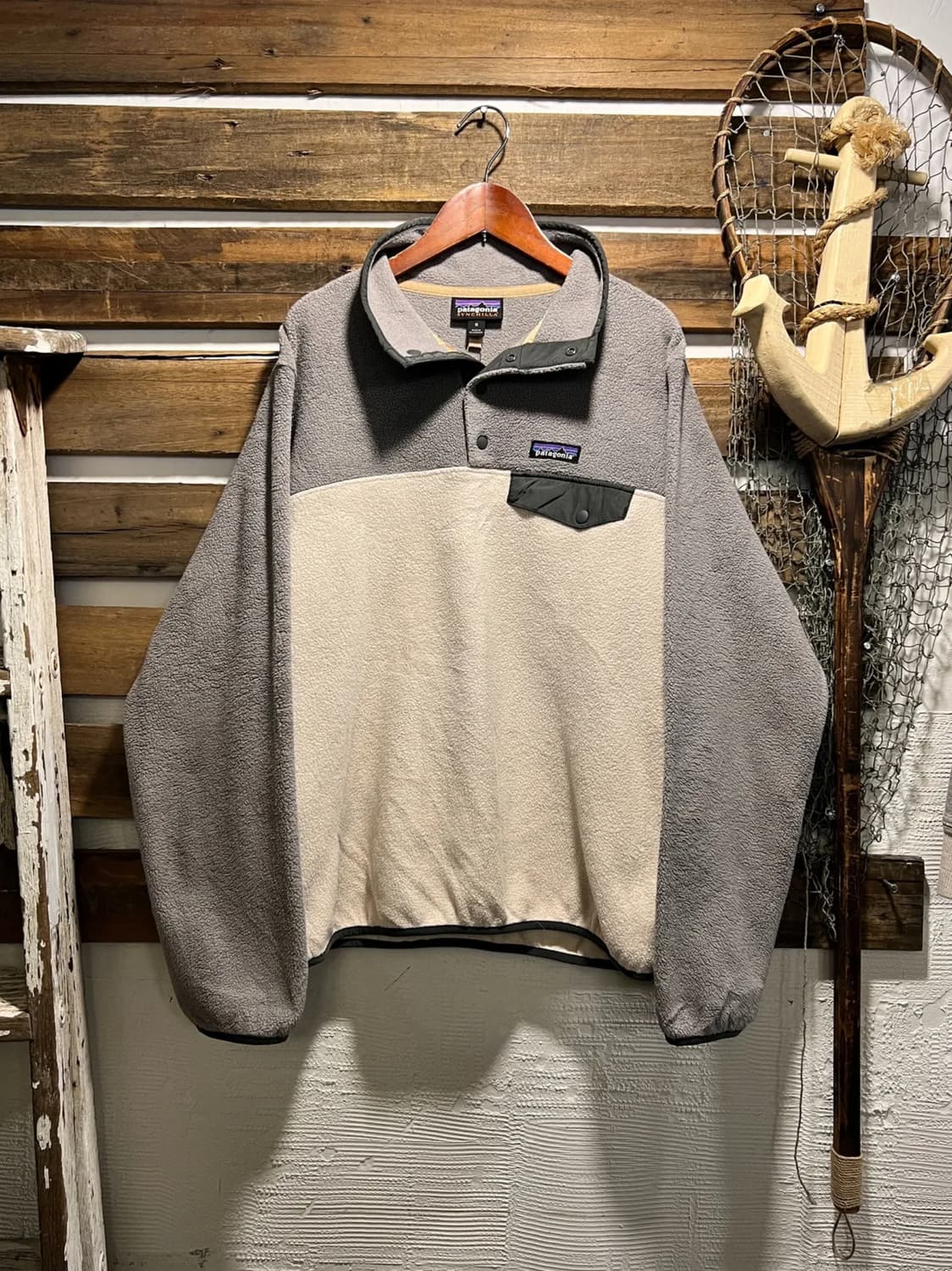 [M]파타고니아 신칠라 라이트그레이 화이트 아노락 플리스 상품이미지1