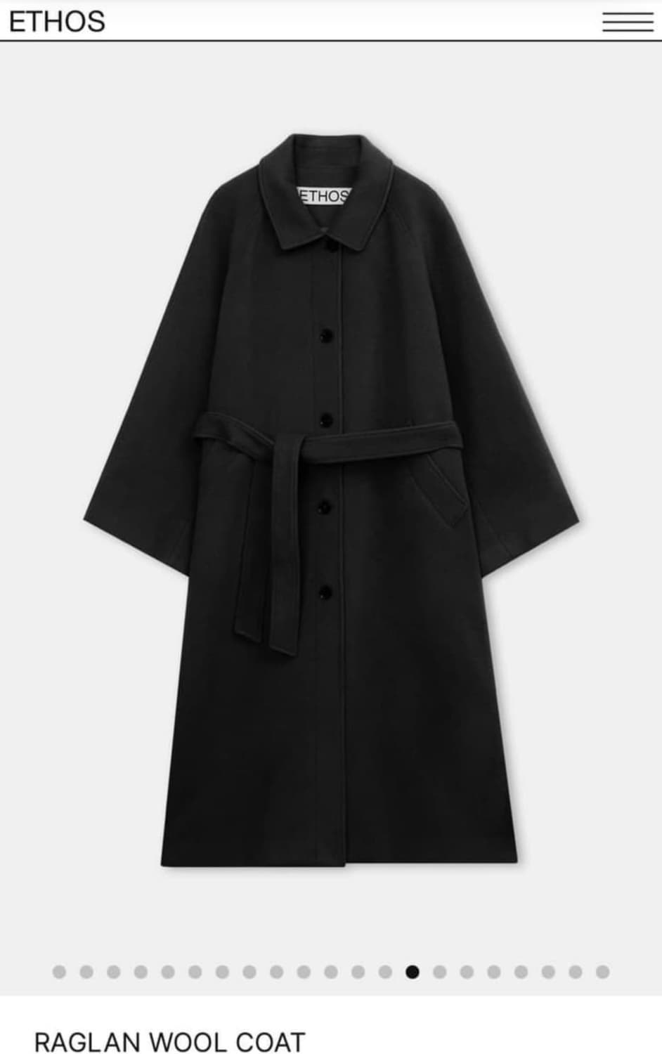 에토스 레글런 울코트 블랙 ETHOS RAGLAN WOOL COAT 상품이미지2