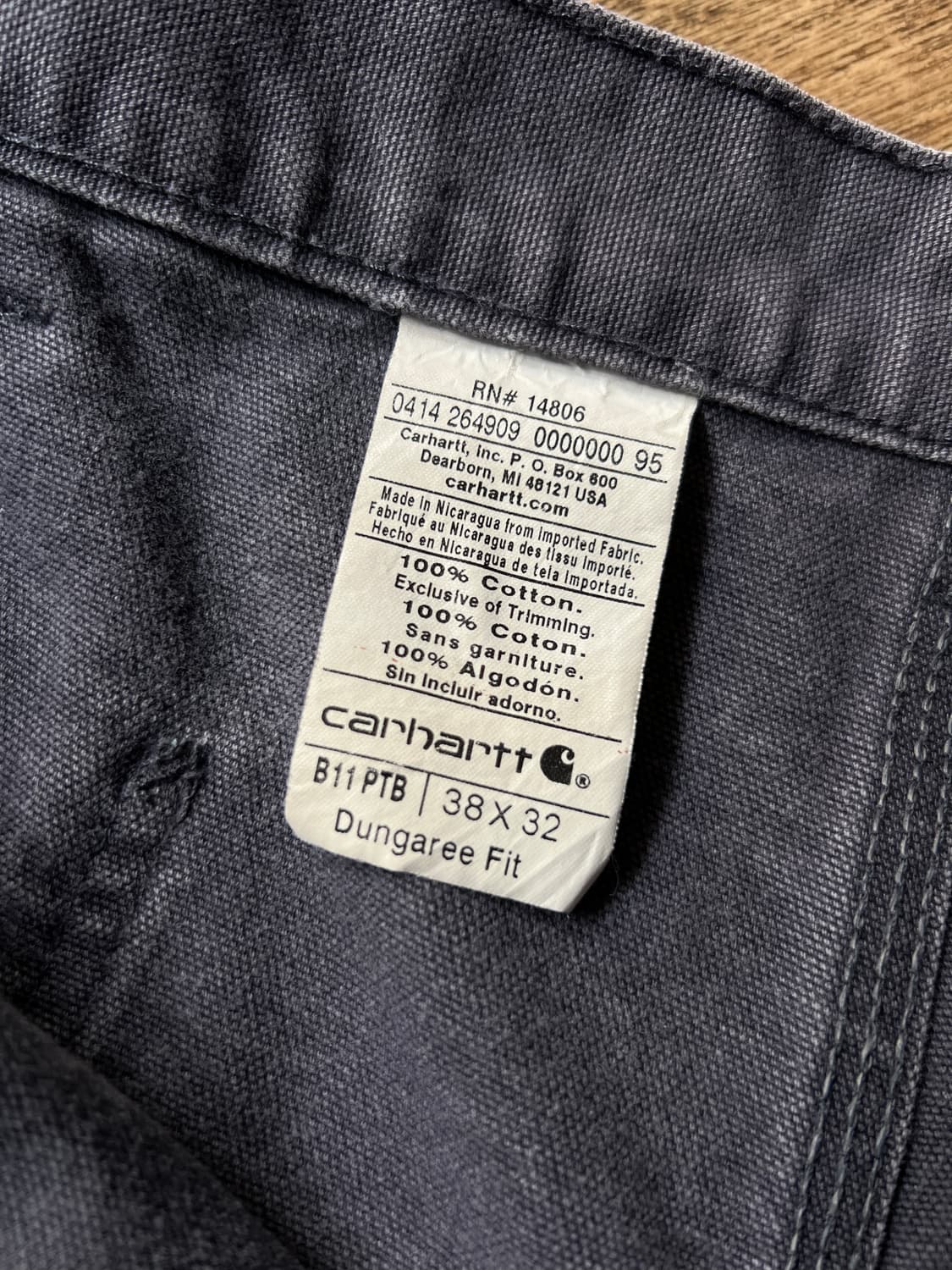 [38]칼하트 USA 빈티지 워싱 패트롤 블루 컷오프 싱글니 워크 팬츠 상품이미지3