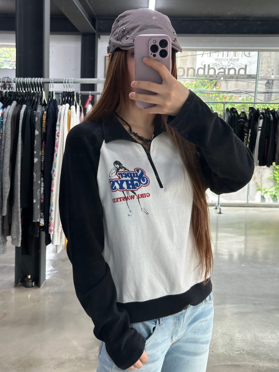 히스테릭글래머 래글런 반집업 맨투맨 상품이미지2