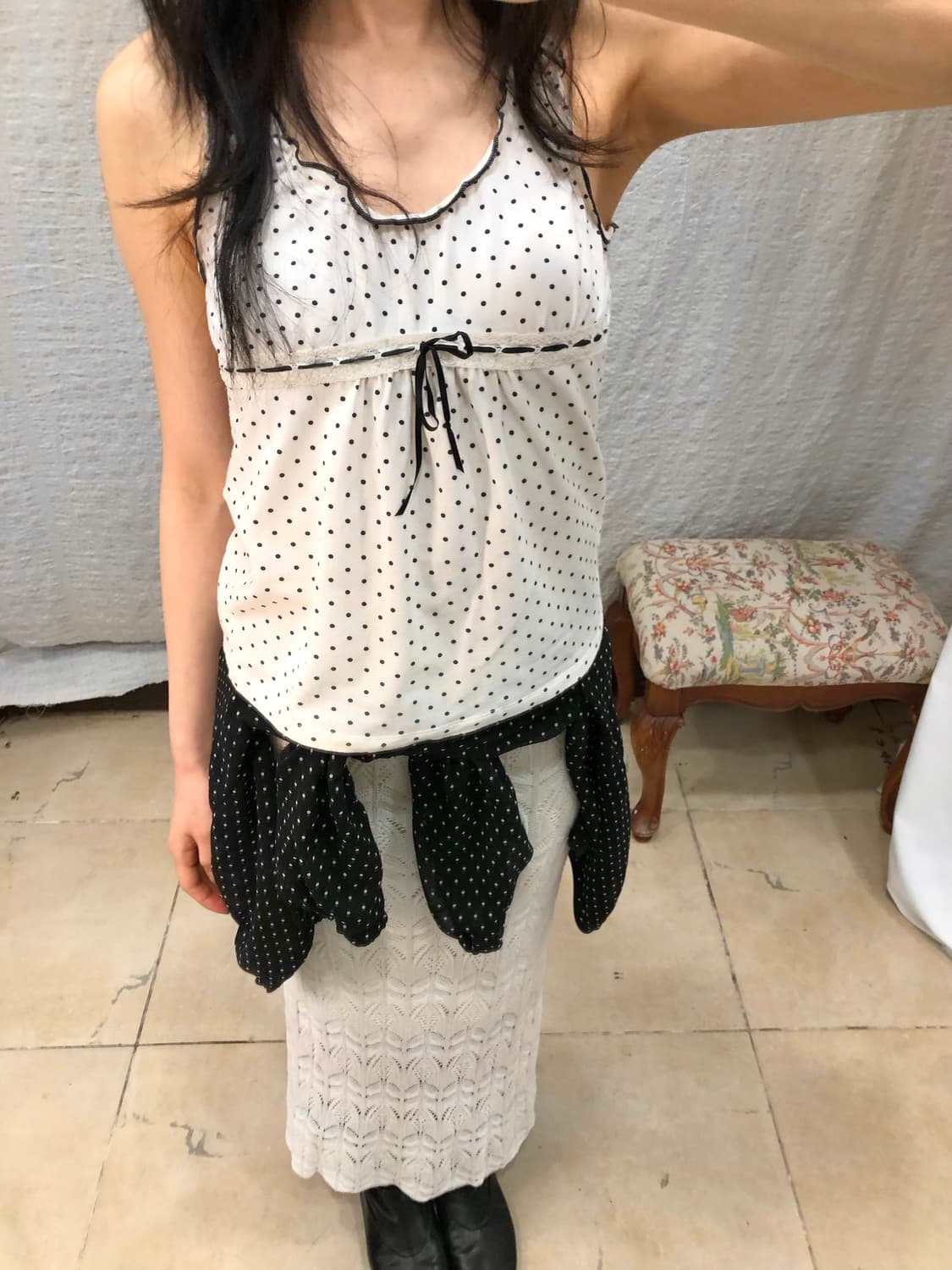polka ribbon top 상품이미지4