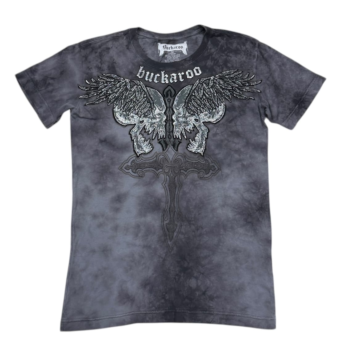 버커루 빈티지 Y2K 오리엔탈 해골 스컬 반팔 그레이 M 상품이미지1