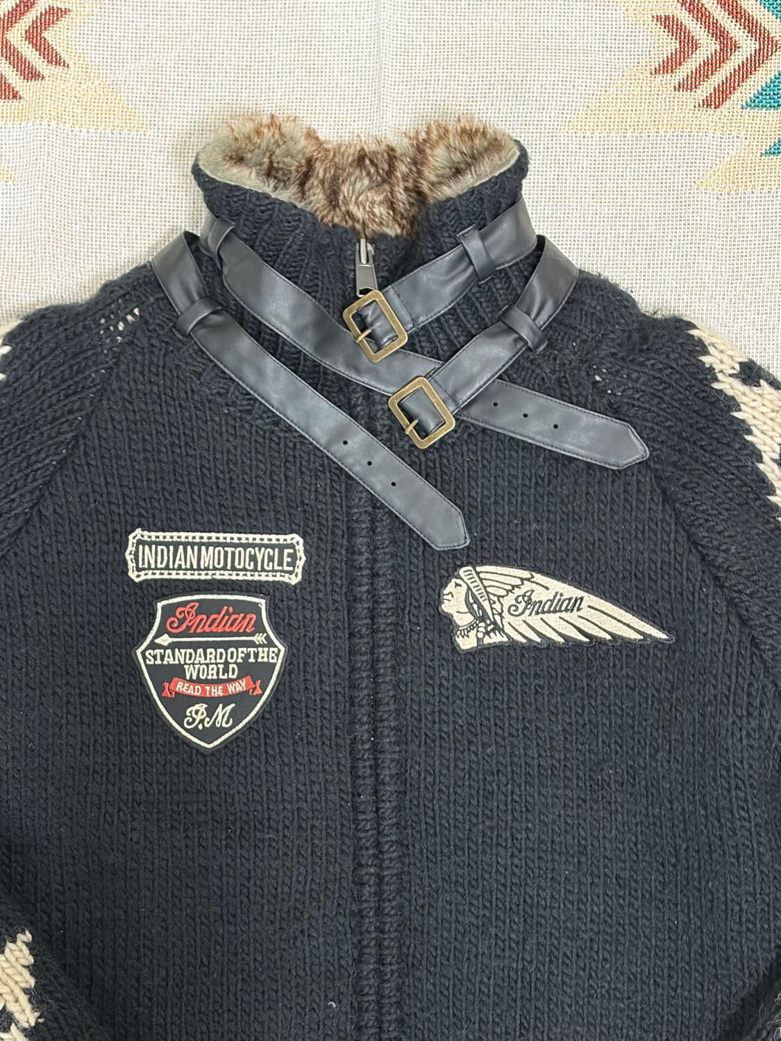 인디안모터사이클 바이커 코위찬 퍼자켓 상품이미지3