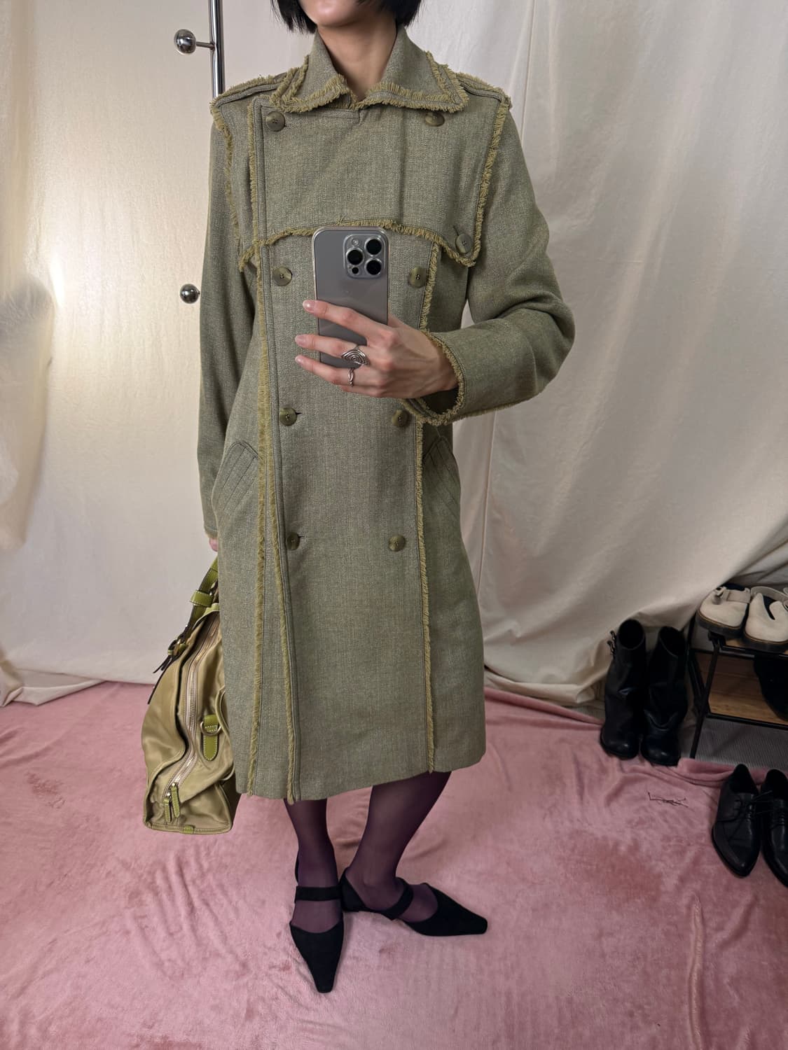 (Deadstock) an name 프린지 더블 트렌치 코트 상품이미지3