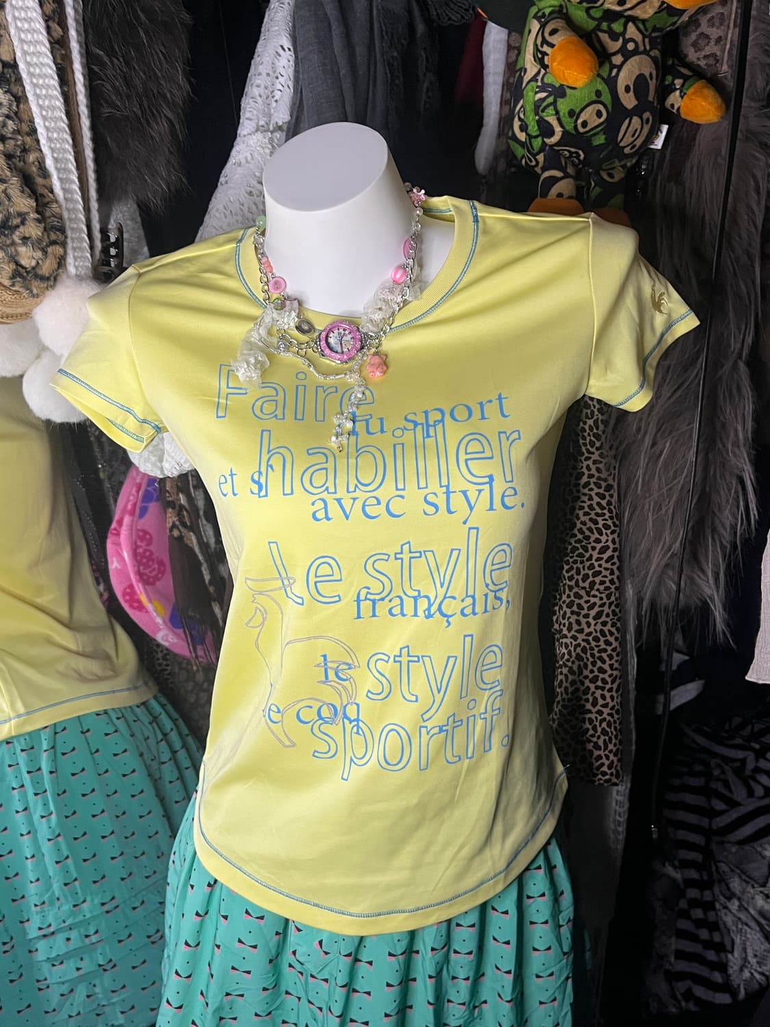 y2k 르꼬끄 옐로우 스포츠 반팔탑 상품이미지1