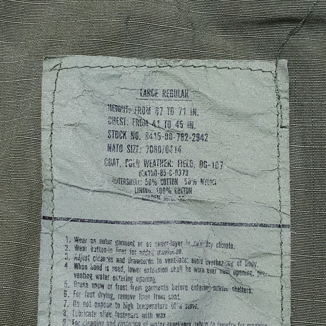 M65 필드자켓 오리지널 라지레귤러 (110) 미군 야상 상품이미지10