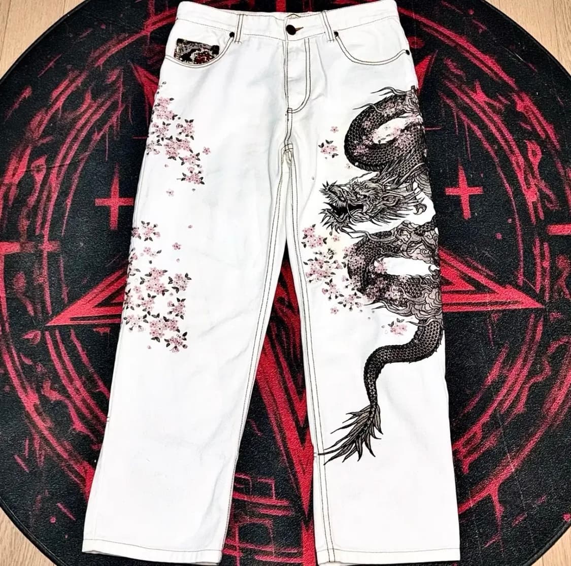 VINTAGE 사쿠라 용 자수 팬츠 바지 상품이미지1
