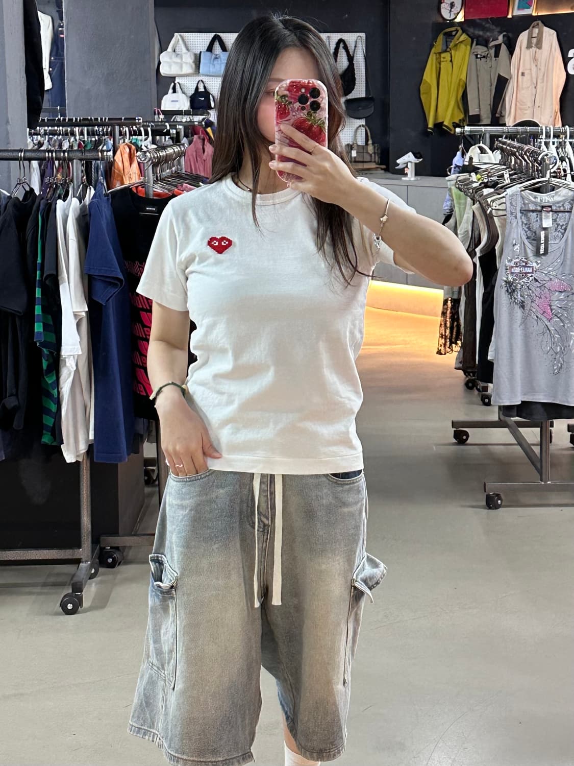 꼼데가르송 픽셀하트 로고 반팔 상품이미지3
