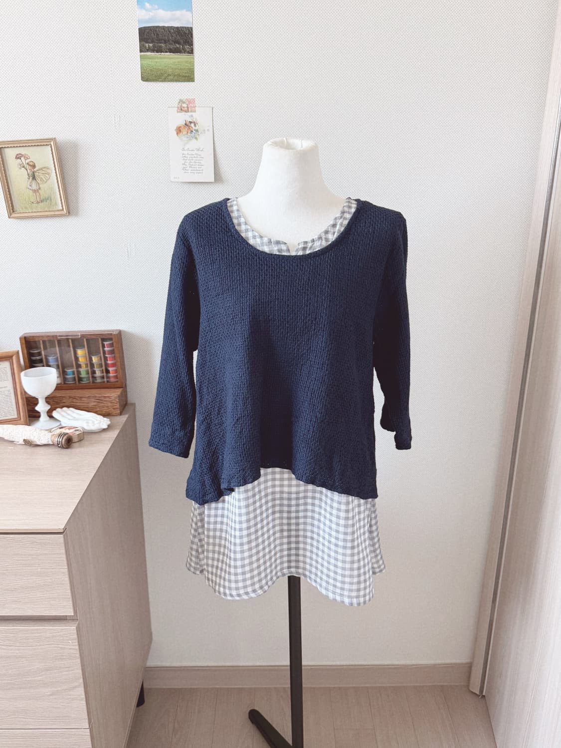 레이어드 니트+블라우스 상품이미지1