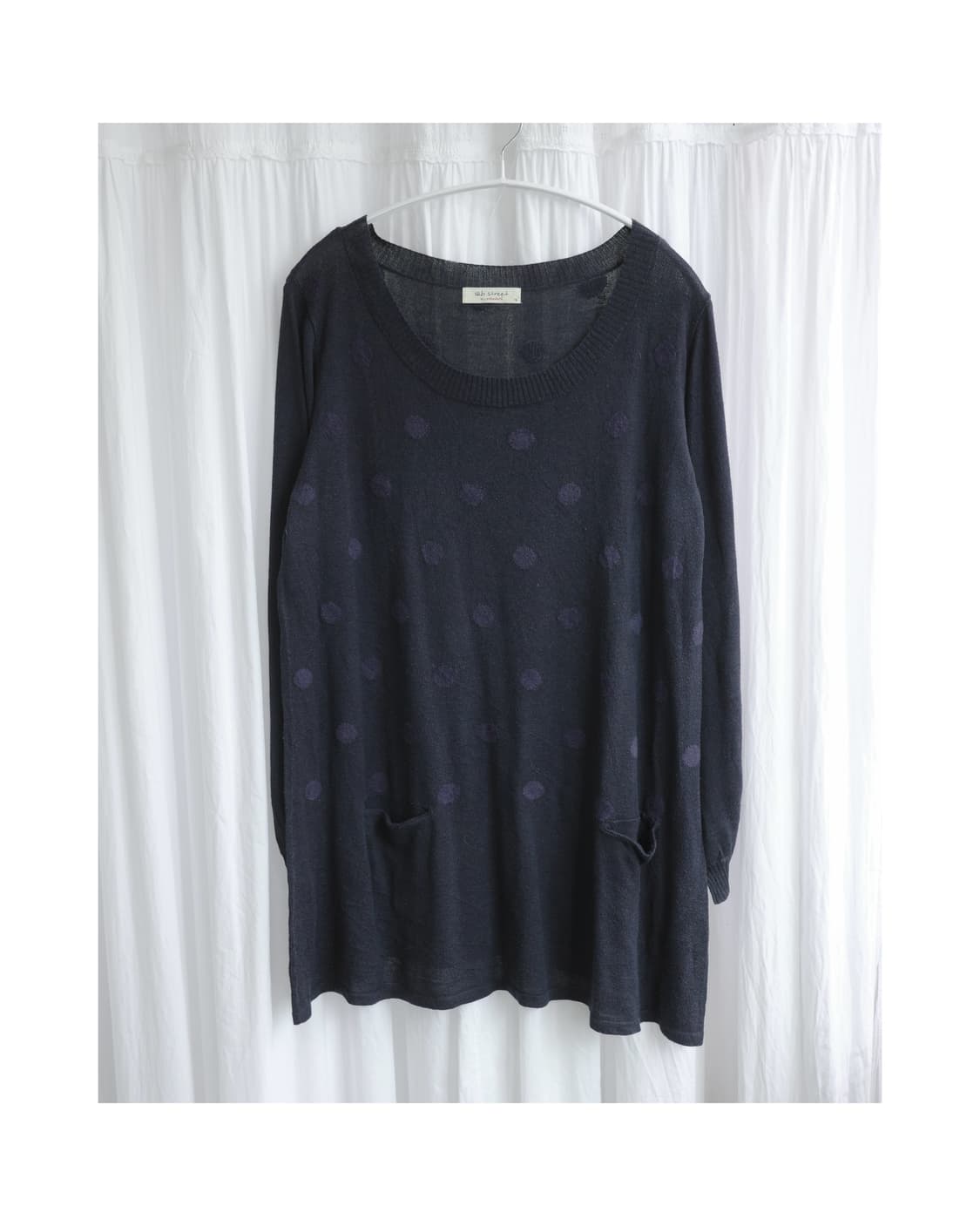 Navy dot open shoulder kint 상품이미지1