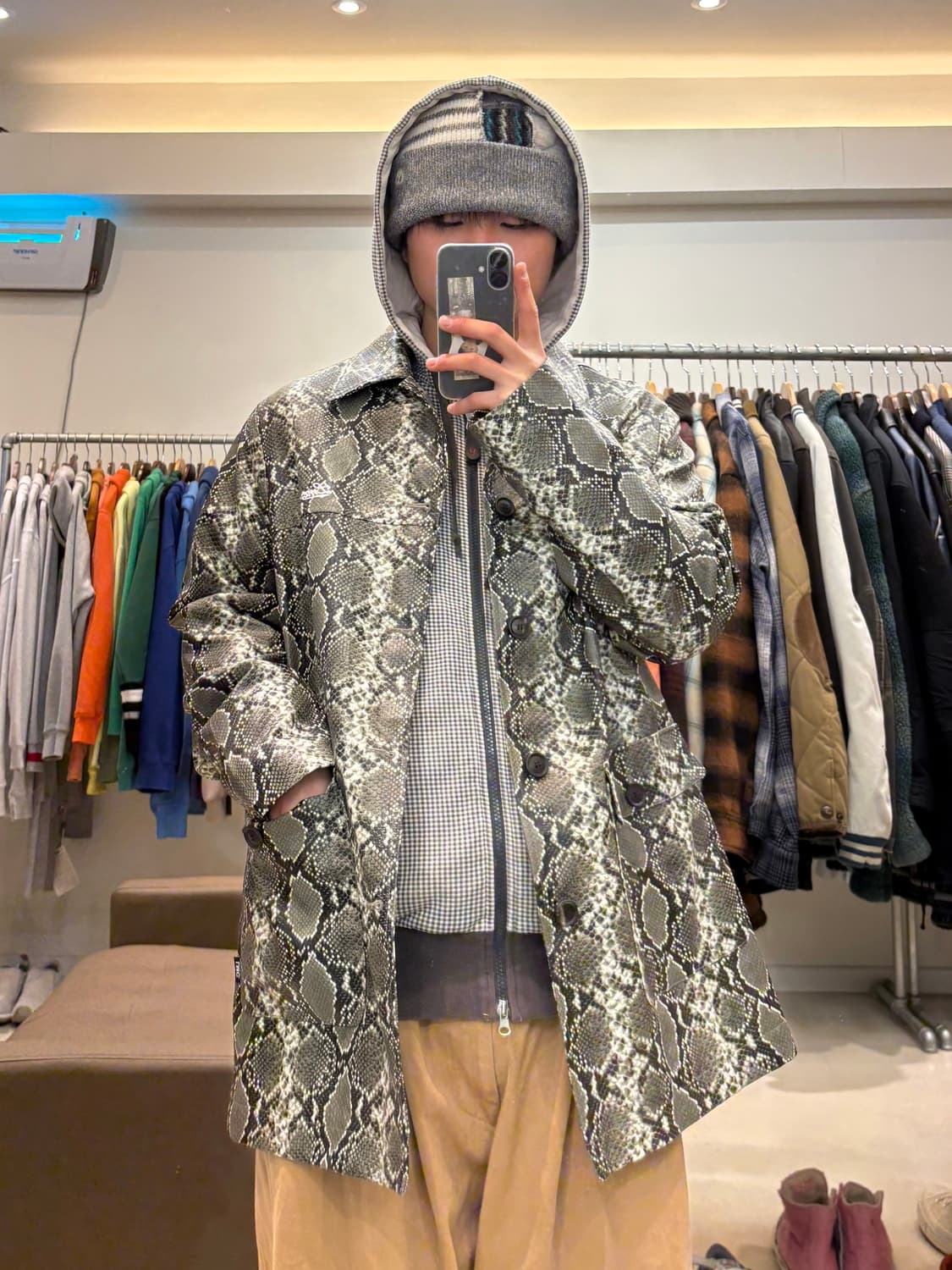 LMC 파이톤 가죽 카 코트 상품이미지9